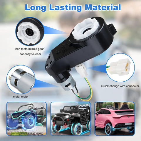 24V High Speed RS555 Gearbox For Kids Ride On Cars Upgrade Motor Drive 40000 RPM 12mm Shaft 35mm Diameter Dual Pack image