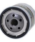 Close-up of High Performance Oil Filter 858004Q for MerCruiser sterndrive and inboard engines, showing anti drain back valve.