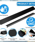 Three Pack Range Rear Filler Kit 30 Inch Triangular Fill Strip Cooktop Trim Kit showing black strips with heat and corrosion resistance
