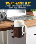Two Pack Desk Cup Holder Clamp On No Tools Needed For 40oz Tumblers Anti Spill Fits Desks From 0.2 To 2 Inches Thick Easy Install Walnut Finish