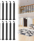 Hella Durable Matte Black Iron Handrail Post With Holeless 270 Degree Rotating Base And Heavy Duty Outdoor Indoor Stair Railing Baluster for deck and porch, shown in a modern interior.