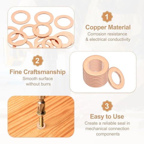 Top Shelf High Grade Copper Crush Washers Assortment Kit, 14mm by 22mm, crafted for reliable oil drain plug seals.