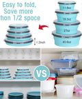 16 Pack Collapsible Food Storage Containers With Lids Foldable 8 Rectangular Bowls And 8 Round Silicone Bowls stack comparison