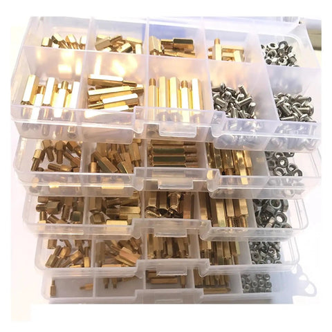 Brass Hex Standoff Set for Electronics M2 M2.5 M3 M4 Male and Female Pillars Spacers Nuts and Screws PCB Board Assortment Kit Stainless Steel Hardware for DIY Projects Raspberry Pi Arduino in organizer case