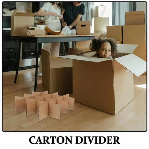 10 Pack Small Size Shipping Carton Dividers with child in a box and adults packing in background