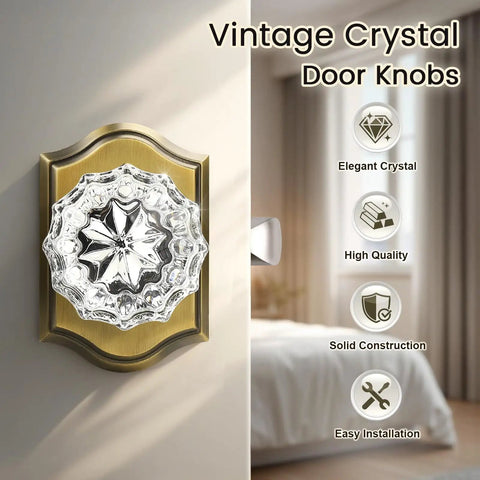 Vintage Crystal Glass Door Knobs Interior Privacy For Bedroom And Bathroom Antique Brass Locksets With Push Pin Inside Lock