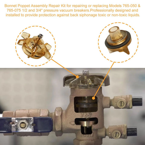 Bonnet And Poppet Repair Kit For 765 Pressure Vacuum Breaker Backflow Preventer One Half To Three Quarter Inch installed