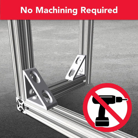 Heavy Duty 90 Degree Aluminum Inside Corner Gusset L Bracket For 80 20 Extrusion 15 Series installed on T slot frame, no machining needed