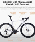 White Carbon Siber Road Bike With Ultegra Di2 8170 Wireless Shifting 24 Speed Road Bicycle, side view with Shimano groupset
