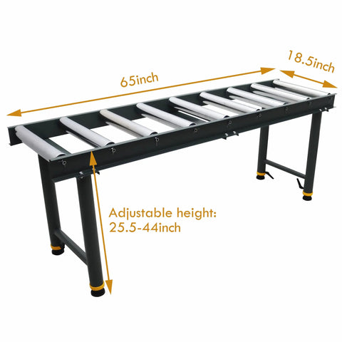 Nine Roll Conveyor Roller Stand With Adjustable Height For Heavy Duty Load, 65 Inch Long Industrial Roller System