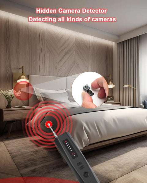 Five In One Hidden Camera Detector With RF Wireless Scanner and GPS Tracker Finder detecting devices in a hotel room