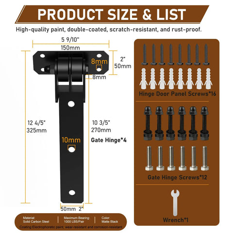 Beefy Heavy Duty Gate Hinges 1000 Pounds Capacity With Built In Ball Bearings 13 Inch Bolt On Weld On Design diagram