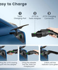 J1772 To Nacs Ev Charging Adapter For Tesla Model 3 Y X S Max 60 Amps Fast Charging shown connecting to Tesla charging port.