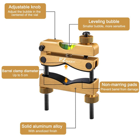 Gold Scope Leveling Kit with High Precision Bubble Leveling System and Magnetic Universal Mount for Riflescopes, side view