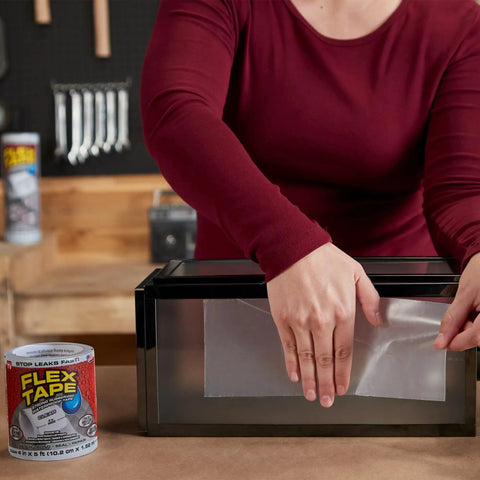 Applying Ultra Strong Waterproof Tape That Seals Leaks On Wet Surfaces And Underwater, Clear 8 Inch By 25 Foot Roll For Indoor Outdoor Use