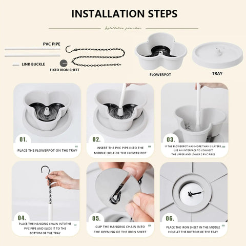 Installation steps for assembling 5 Tier Stackable Garden Tower Strawberry Planter For Flowers Vegetables Herbs And Succulents