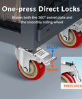Heavy Duty 4 Inch Caster Wheels Set Of 4 Built Different 2200 Lb Industrial Grade Swivel Casters with direct lock brakes.