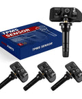 Pre Programmed 315MHz Tire Pressure Monitoring Sensor TPMS Kit For Ford Escape 2020 2024 Explorer 2020 2023 F150 Ranger And Lincoln Corsair 4 Pack OE JX7Z1A189C, four black sensors and box