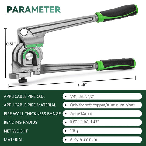 3 In 1 Tubing Bender For 1/4 Inch, 3/8 Inch, 1/2 Inch O D Copper And Aluminum Tubes, Pro Grade HVAC Tool For Air Conditioning