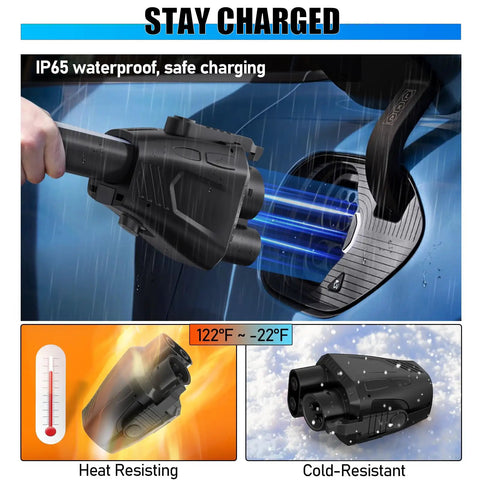 Tesla NACS To CCS1 Charger Adapter 500A 1000V Fast Charge For EVs Up To 250KW 80 Percent In 30 Minutes in use, waterproof feature
