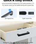 Smart Nightstand DIY Kit with Black Handle and Fingerprint Drawer Lock Hidden Gun Safe Furniture for Nightstand Dresser Closet or Desk