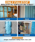 Heavy Duty Spray Foam Insulation Kit Class A Fire Rated R Value 8 24 shown being applied on wood, metal, concrete, and drywall surfaces.
