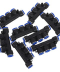 Top Notch 8 Piece Pneumatic Push To Connect Fittings Kit for Air Hose Quick Connectors Ideal For Industrial Automation With High Precision And Temp Resilience For Extreme Conditions, 8 black plastic fittings