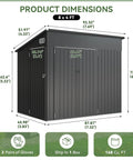 Triple Door Outdoor Storage Shed With Lockable Doors 7.5 By 4 Foot Steel Backyard Cabinet For Tools Bicycles And Garden Gear Sloped Roof Weather Resistant Black Perfect For Patios And Backyards