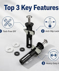 Image of Six Pack Heavy Duty Toilet Seat Replacement Bolt Kit Featuring Rock Solid 304 Stainless Steel Fasteners, highlighting key features.