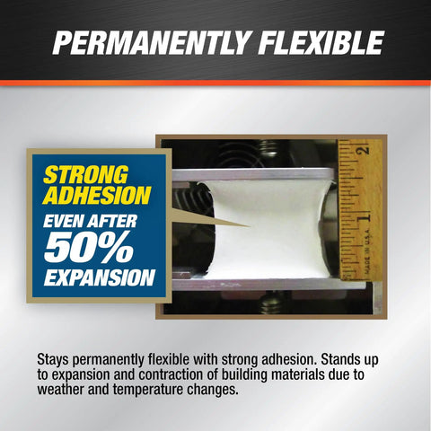 Strong adhesion demonstration of Premium Elastomeric Sealant In Aluminum Gray, 100 Percent Waterproof And Weatherproof, Ultra Flexible And Tough As Nails