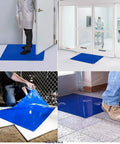 Heavy Duty 300 Sheet Peel Away Floor Mat, Industrial Cleanroom Adhesive Trap, Gray 24 By 36 Inch Dust Catcher For Boots And Cart Wheels in use.
