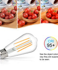 Retro Style LED Edison Bulbs 6W Equivalent 60W Soft White 2700K Non Dimmable Filament Light Bulbs E26 Base High CRI 95 Plus Eye Protection