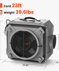 Air Scrubber Negative Air Machine With Three Stage Filtration And 16 Inch Inlet, showing dimensions and weight, 550 CFM