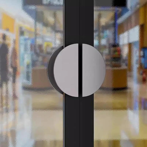 Close-up of a Push Pull Door Handle Set Made From Aluminum Alloy Rust Resistant For Entry Gates And Glass Doors Durable.