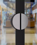 Half Circle Push Pull Door Handle In Brushed Silver And Black Glass, Heavy Duty Aluminum Alloy, Luxury Exterior Gate Pull, 50cm Length, Rust Proof And Deformation Resistant, Easy Grab For Entryway, installed view