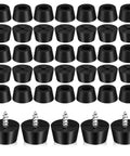 Non Slip Black PVC Furniture Pads Set With Metal Washers, 120 Count displayed in grid with screws