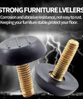 M6 Table Leg Levelers Set Eight Pcs Screws On Furniture Glides with black plastic build and durable design