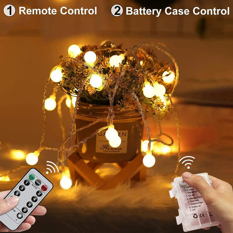 52 Foot Battery Operated String Lights 2 Pack With 120 LEDs Waterproof Indoor Outdoor Decor Warm White Remote Timer 8 Modes