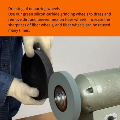 Black nylon fiber deburring wheel, 6-inch diameter, 1/2-inch arbor for bench grinders