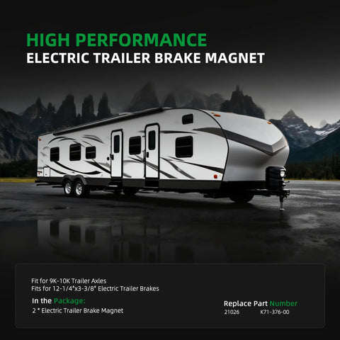 Electric trailer brake magnet set (2) 12-1/4 x 3-3/8 in for 9K-10K trailer axles