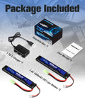 Go-To Airsoft LiPo Battery 7.4V 1500mAh 35C High Discharge Mini Tamiya Plug Rechargeable Pack With USB Charger For Airsoft Guns package contents