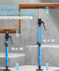 Heavy Duty Adjustable Cabinet Support Jack With Sturdy Aluminum Handle Perfect 3rd Hand For Up & Over Kitchen Installations High Load Capacity Quick Release For D I Y Pros And Beginners Easy Setup shown extending between 23.6 to 45.3 inches.