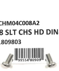 Top Shelf M4 X 8mm Stainless Steel Slotted Cheese Head Machine Screws Din 84 A2 70 Metric Fasteners With Resealable Bags shown with barcode.