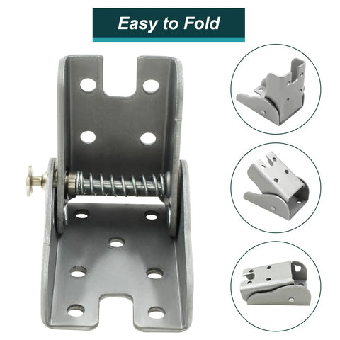 Heavy Duty Folding Table Leg Hinge Replacement Brackets Rock Solid Steel Support For Patio Or Picnic Tables Smooth Swap Ready; steel hinge close-up.