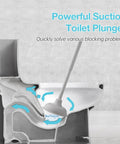 Cross-section showing 2 In 1 Toilet Plunger And Brush Set With Holder, Must Have Compact Bathroom Cleaning Tool in action, grey plunger in toilet
