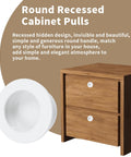 Round Recessed Cabinet Pulls white flush door pulls on a wooden drawer, product focus Recessed Cabinet Pulls 2 Inch Round White Flush Door Pulls