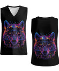 Dope Men's Graphic Tank Top Sleeveless V Neck Shirt Quick Dry Athletic Gym Vest featuring a wolf design in vibrant colors.