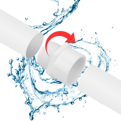 2 Pack 3 Inch PVC Male Adapter Pipe Fittings 2 Way Hose Coupling With 3 Inch Male Hose Thread Schedule 40 White Durable PVC