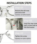 Installation steps for Kick Nose Bruising To The Curb With These 15 Piece Pack Ultra Soft Silicone Eyeglass Nose Pads.