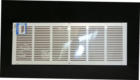 Flat Stamped Steel Return Air Grille For 16x30 Duct Opening, Sidewall Or Ceiling Mount, White Finish With 17.75x31.75 Outer Dimensions, Easy Fit Design For Residential HVAC Vents